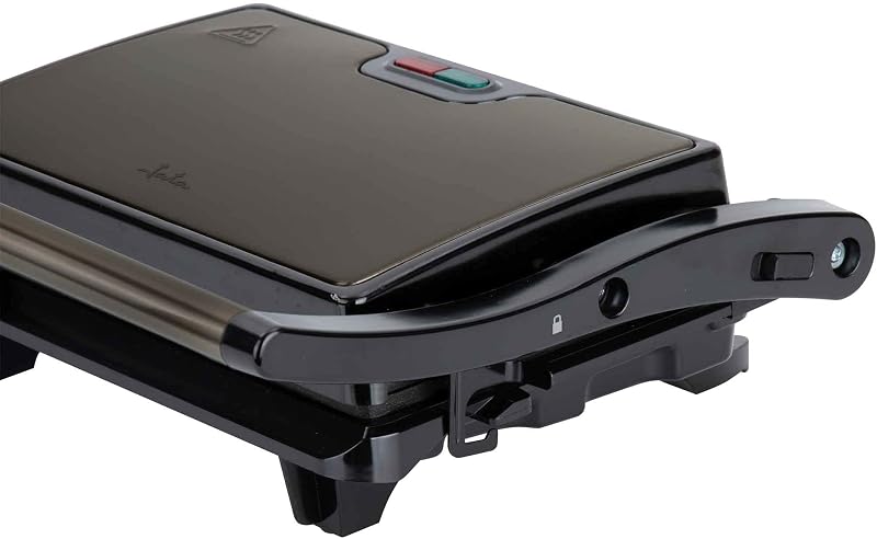 JEGR1106 Grelha Elétrica 750 W, Placas antiaderentes lisas de 22,5 x 14,6 cm, Cozinha todos os tipos de alimentos, tampa superior inclinável, abertura de 180°