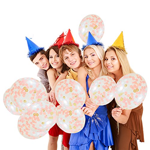 image for SOTOGO 15 Pieces Rose Gold Confetti Balloons 12 Inches Large Rose Gold