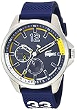 Lacoste Men's CAPBRETON Stainless Steel Quartz Watch with Silicone Strap, Blue, 21 (Model: 2010897)