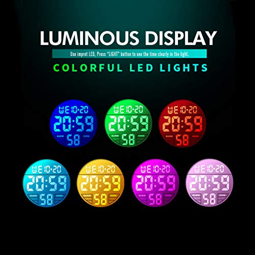 Venhoo Kids Watch Digital Outdoor Sport Waterproof 7 Colors EL-Lights Electrical Watches with Alarm Luminous Stopwatch Casual Child Wrist Watch for Teenager Boys Girls-Army Camouflage - Thumbnail 3