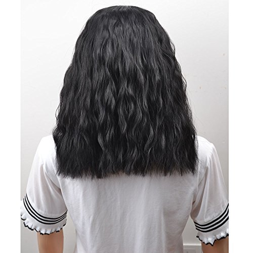 BERON 14" Women's Short Curly Bobo Wig with Free Wig Cap (Black)