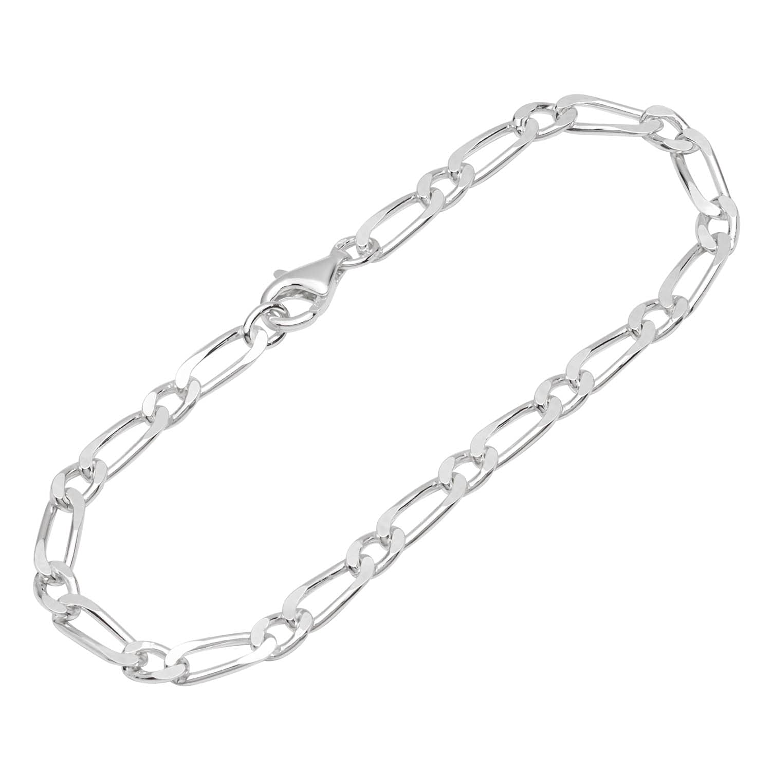 NKlaus bracelet 925 Sterling Silver 19cm Figaro curb chain 4 times diamond cut unisex 12440