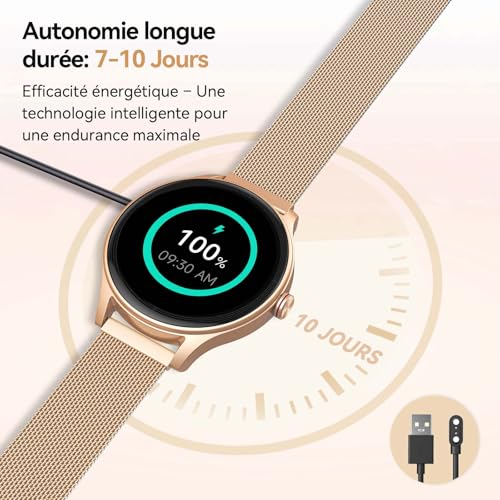 Montre Connectée Femme avec Appel Bluetooth, 1.57" AI Smartwatch avec Fréquence Cardiaque/SpO2/Sommeil Montre, 3ATM étanche 120+ Modes Sport, Fitness Podomètre Compatible pour Samsung Android iPhone
