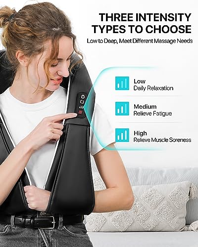 Neck Massager with Heat, 3D Neck Massager Shiatsu Massager for Back Shoulder, Christmas Gifts for Dad Mum, Back Massager for Women Men