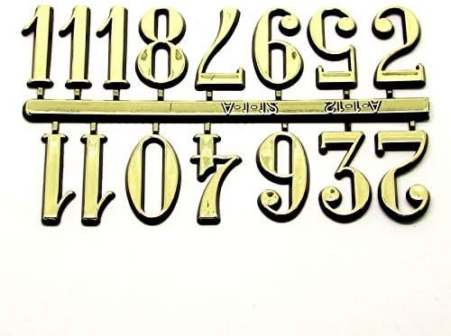 Self Adhesive Black & Gold Plastic Clock Numbers/Roman Numerals/Dots Dashes (Gold Numbers 24mm High)