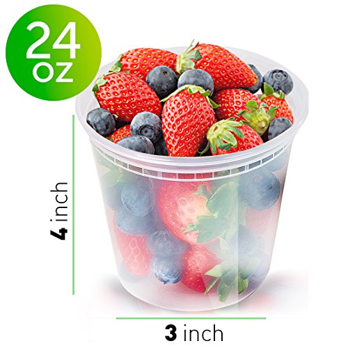 [48 Pack, 24oz] Clear Plastic Containers With Lids - Deli Containers With Lids Plastic Food Containers - Freezer Containers Meal Prep Containers for Food - Food Storage Containers by Prep Naturals - Thumbnail 5