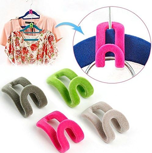 HYJM 10 Pcs Home Creative Mini Flocking Clothes Hanger Easy Hook Closet Organizer