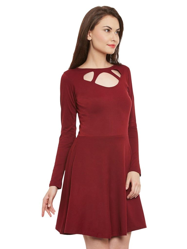 miss chase womens maroon skater dress