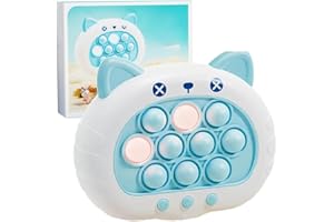 INBOXXE Quick Push Toy with Lights, Fast Push Bubble Game Animal Version Fidget Sensory Toys, Pocket Game for Kids Children's Decompression Breakthrough Puzzle Game Machine (Blue Cat)