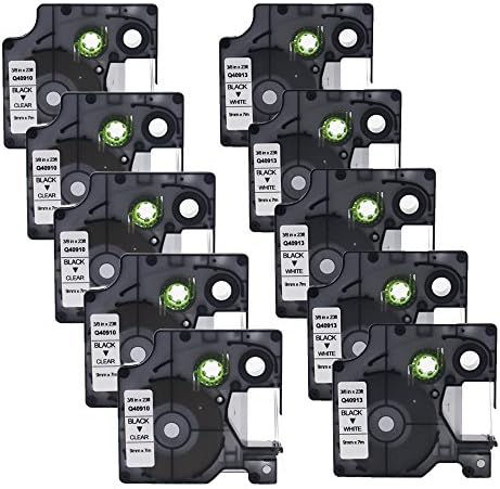WonderTec 10 Pack Compatible DYMO D1 40913 40910 Labeling Tape for Dymo LabelManager 160, LabelManager 210D, LabelManager 260P, LabelManager 450D, LabelManager PnP Label Maker, 3/8" x 23', 9mm x 7m