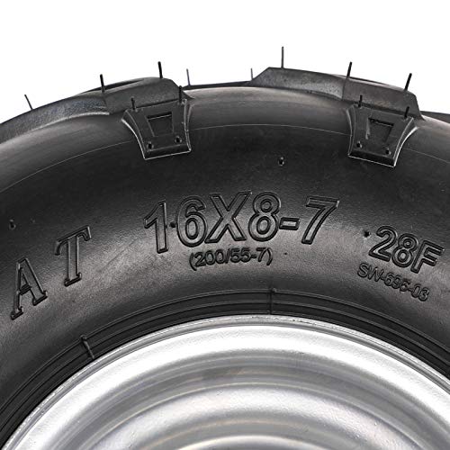 WPHMOTO 4PCS 16X8-7 Tires Wheels and Rim Tubeless | Front or Rear Tires with Rims for ATV Go Kart UTV Quad Bike Buggy - Thumbnail 4