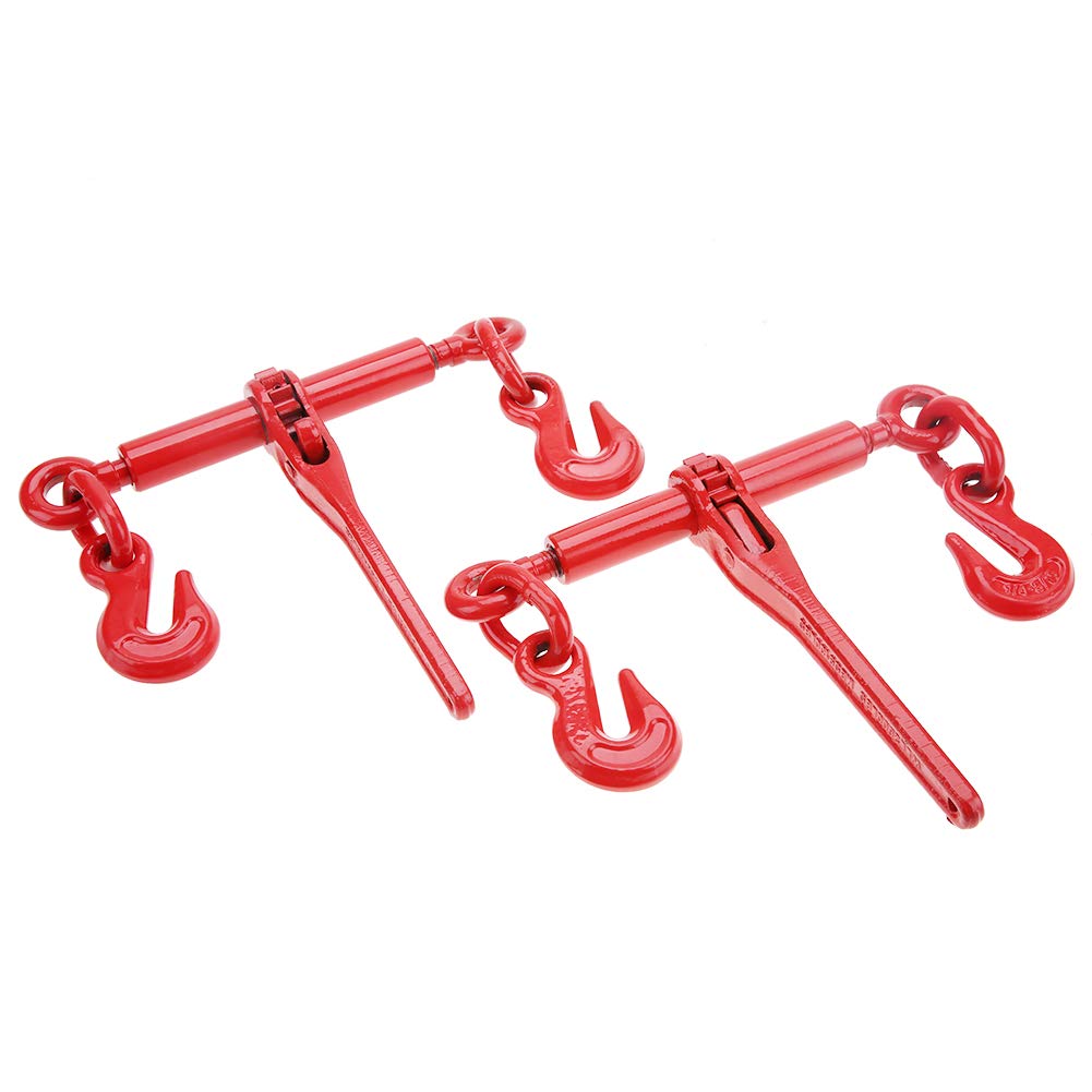 Cocoarm 2Pcs Red Ratchet Load Binders, 1/4-5/16inch, Universal Fit for Truck & Trailer, CARGO STRAP, Easy to Operate, High Strength Steel, Safe & Reliable