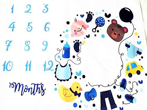 Baby Monthly Milestone Blanket for Photography, Infant Photo Backdrop Prop for New Newborn Boys&Girls