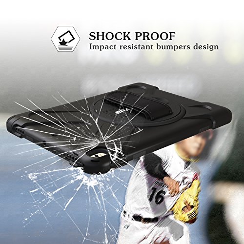 iPad Mini4 Shockpoof Case,BRAECN Three Layer Drop Protection Rugged Protective Heavy Duty iPad Case With a 360 Degree Swivel Stand/a Hand Strap and a Shoulder Strap For iPad Mini 4 Case (black)