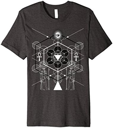 Mens Sacred Geometry Science Egyptian T-Shirt With Horus Medium Dark Heather