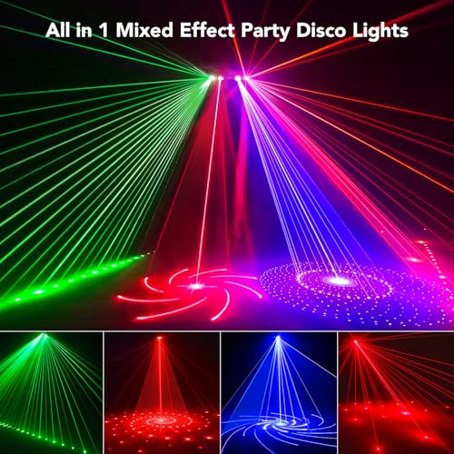 KeoBin 6 in 1 Disco Lights 【RGBWA & UV Strob + Disco Ball Light】 100+ Lighting Patterns, Professional Party Strobe Mode, Perfect for Family Parties Bar Rave Club Show
