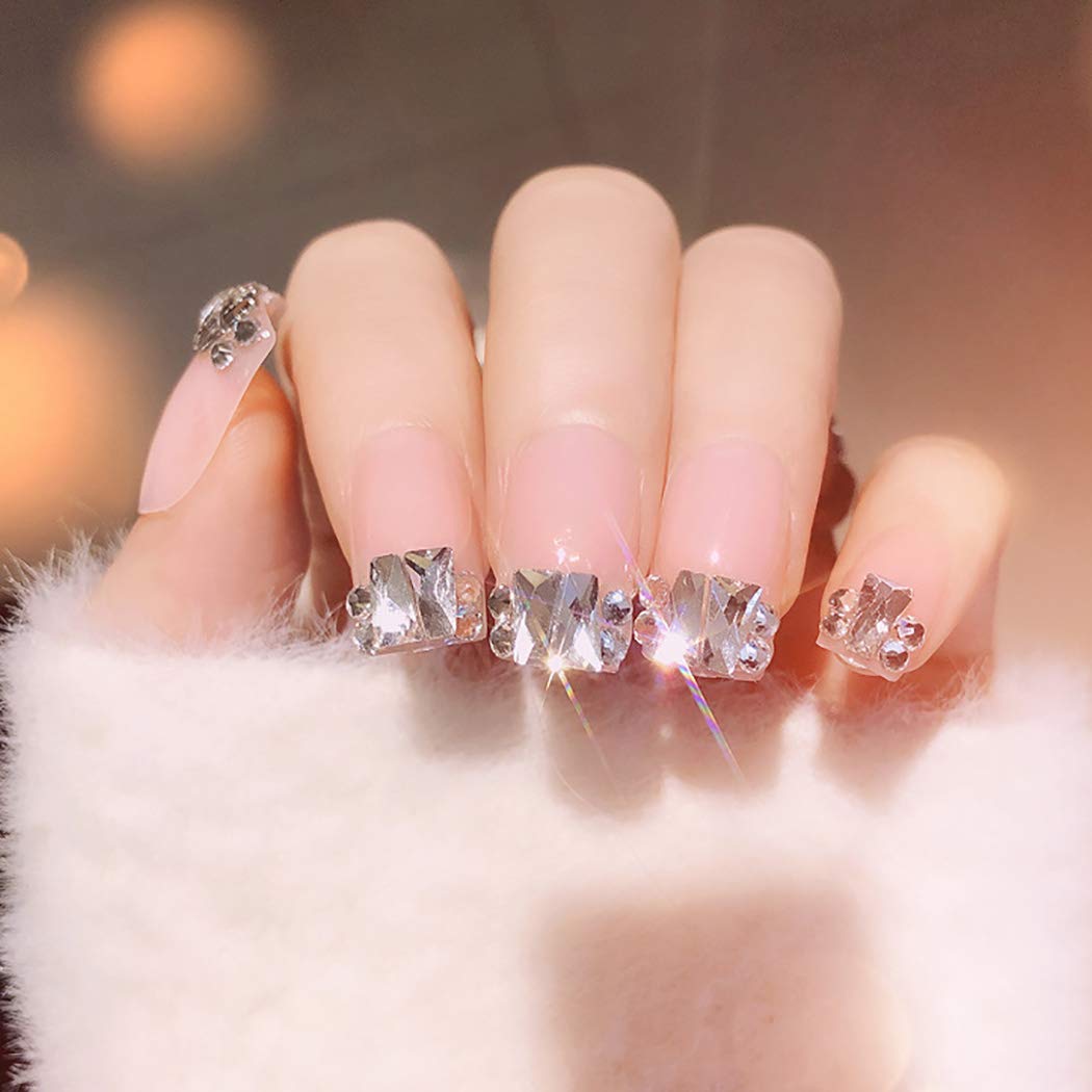 Buy Fdesigner Bride Fake Nails Crystal Flase Nail Decoration Acrylic Nail Art Tips Long Press On Nail Shinning Full Cover Nail Art Accessories For Women And Girls Unique Online At Low Prices