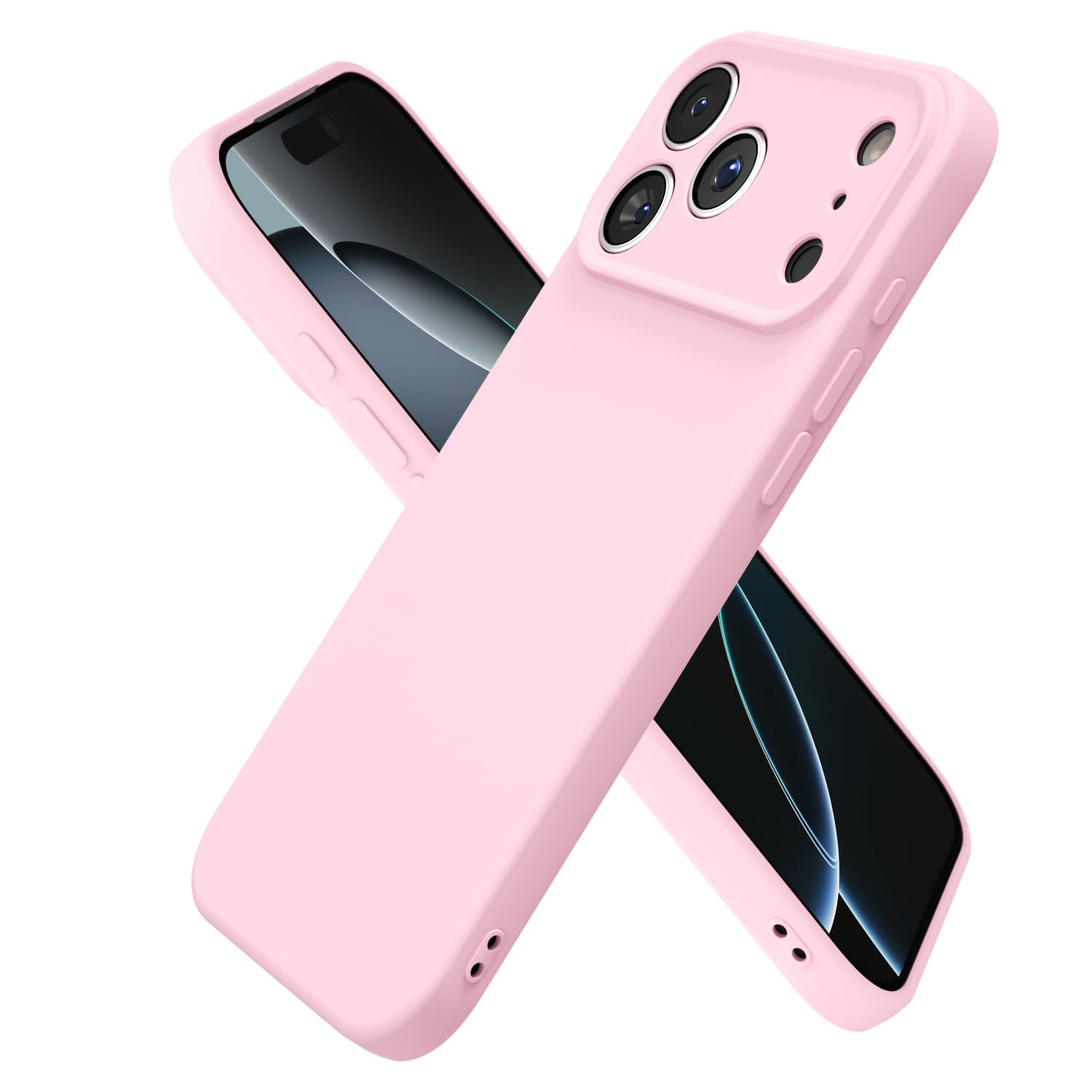 oakxco for iPhone 17 Pro Case Silicone, Ultra Slim Thin Phone Case for Women Girls, Plain Solid Color Minimalist Aesthetic Cute Girly Design, Soft Rubber Gel TPU with Camera Cover, Light Pink