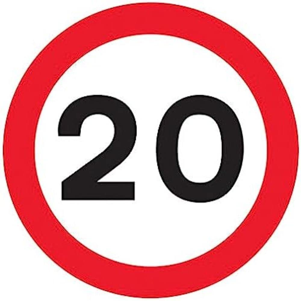 V Safety 20Mph - 3 mm AlumComp RA1 Anti Graffiti - 450 x 450 mm Safety Sign