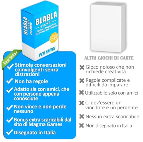 BLABLA Pocket for Friends | Conversation Cards – Board Games for Adults and Children – Board Game for 2 Players Up – Board Games to Meet Each Other – Games in Box for Parties