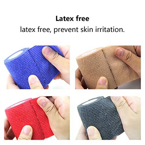 AUPCON Self Adhesive Bandage Vet Tape Cohesive Bandages Bulk Self Adherent Wrap Non-Woven for Pets Animals & Ankle Sprains & Swelling Supply, FDA Approved 4 Inches x 5 Yards