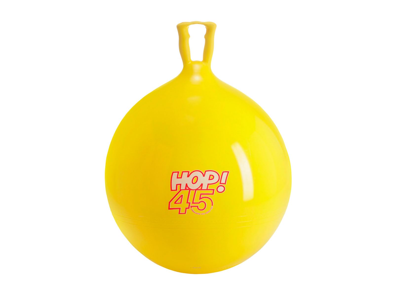 GYMNIC Hop Inflatable jumping ball Ø 45 yellow with handle for children, dynamic and fun game to develop balance and coordination, ideal for motor activities