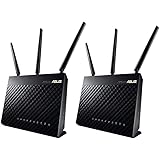 ASUS RT-AC68U AiMesh (2 pack) AC1900 Whole Home Dual-band AiMesh Mesh Wifi System, AiProtection Lifetime Security by Trend Micro, Adaptive QoS, Parental Control