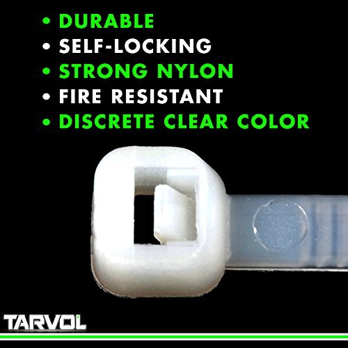 Tarvol Nylon Zip Ties (Pack of 100) 8 Inch with Self Locking Cable Ties (White)