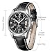 SONGDU Mens Date Multifunction Chronograph Quartz Wrist Watch Black Dial Black Leather Band