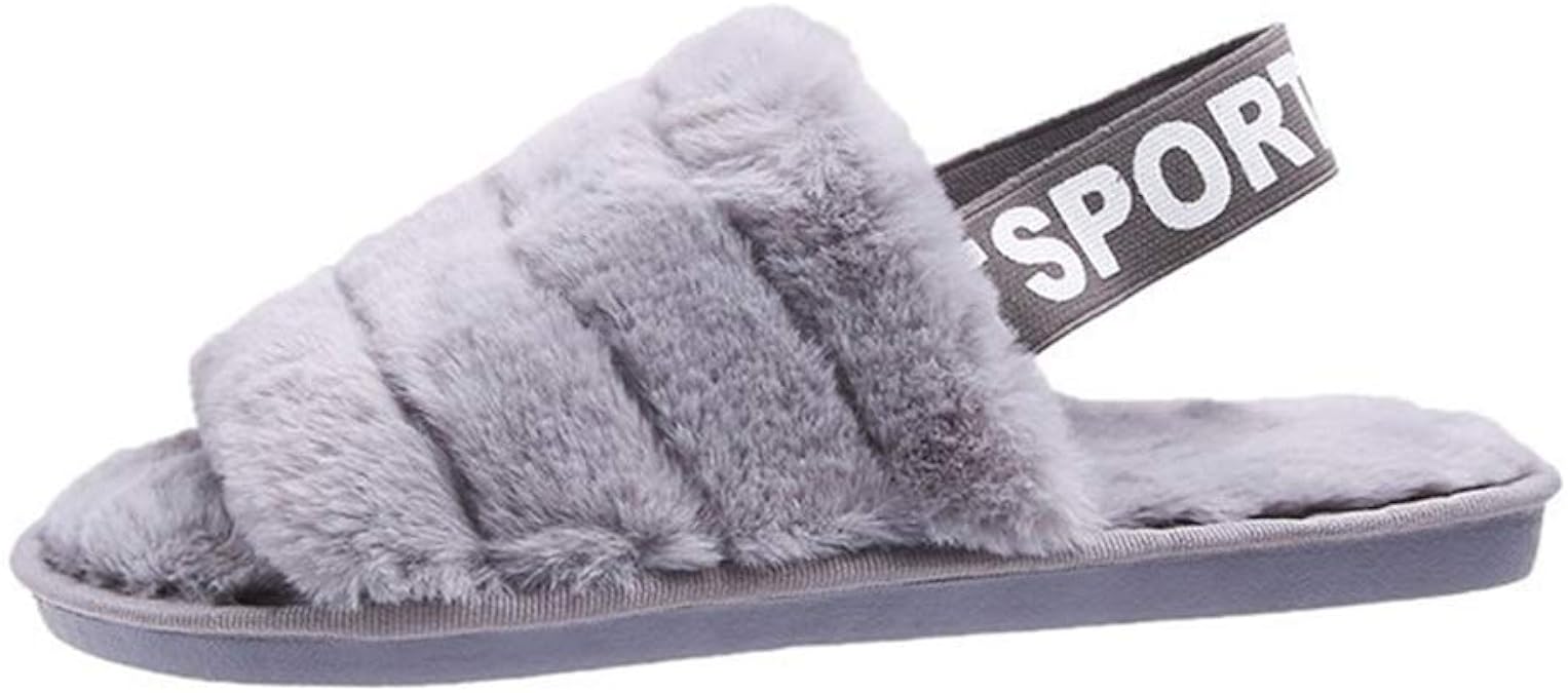 furry slippers with strap