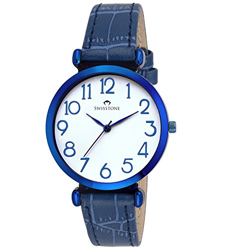 SWISSTONE Quartz Movement Analogue White Dial Women's Watch - CK301-BLUE