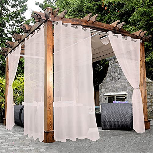 Bonzer, transparente Outdoor-Vorhänge für die Terrasse, wasserdicht – 2 Vorhangpaneele mit Ösen für Wohnzimmer, Schlafzimmer, Veranda, Pergola oder Ca