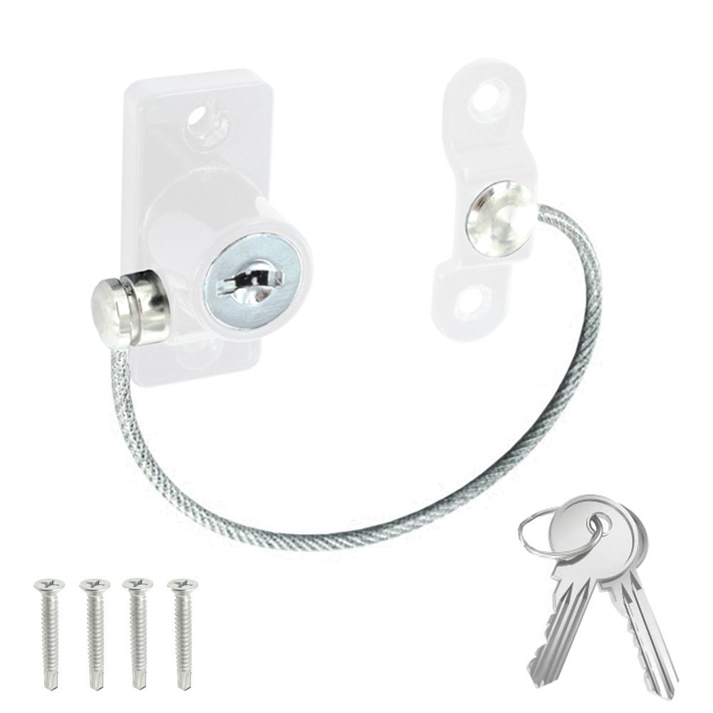 Cable Window and Door Restrictor Lock in Black or White 200mm White