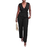 Salimdy Pant Suits for Women Dressy 2 Piece Business Casual Outfits Sexy Vest and Pants Set for Office Work