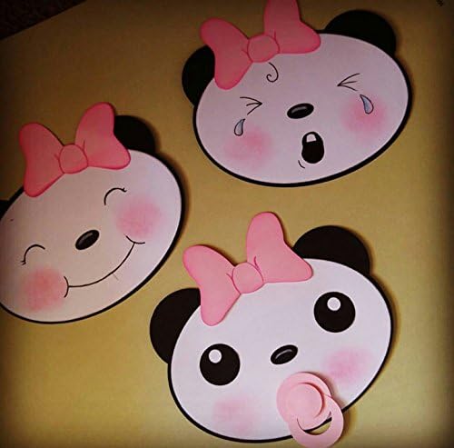 Panda Bear Decoration Heads Set of 3 Girl Emoji's for Baby Shower