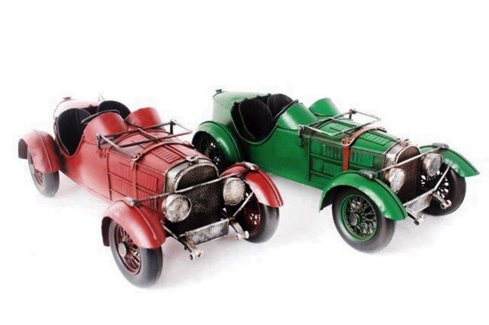 F&G Supplies Lovely Large (32cm) Vintage Retro tin Metal Racing car Ornaments- Available in Two Colours - Great Gift idea for Any Shelf or Desk! (Red)
