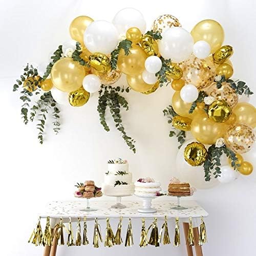 DIY Gold Balloons Garland Kit 70pcs Latex Balloons Confetti Balloons Foil Balloons Combination Arch Garland Banner for Birthday Wedding Party Photo Booth Backdrop Venue Decor (Gold)