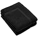 COTTON CRAFT Bath Mats - 2 Pack 100% Cotton 21x34 Inches - Ultra Absorbent - Plush 1000 GSM - Banded Border Luxury Towel Rug - Step Out Tub Shower Floor Mat -Not a Bathroom Rug - Black