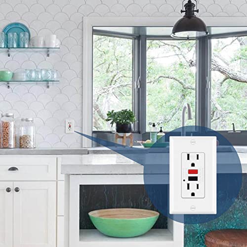 (10 Pack) UNIELE NonTamper Resistant GFCI Receptacle Outlet, 15 Amp