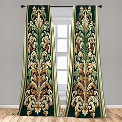 Ambesonne Leafy Art Curtains, Modern Illustration