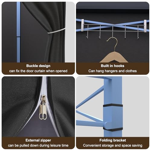 Freestanding Locker, Portable Clothing Store Locker, Simple Temporary Trial House Mobile Standing (Black, 100X100X200CM)