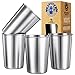 Stainless Steel Cups 6oz (Set of 4) for Kids – Healthy Metal Drinking Glasses - Premium Stackable & Shatterproof - BPA Free, Travel, Lightweight, Unbreakable, Portable