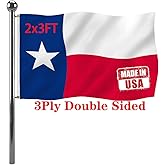 Jayus Double Sided Texas State Flag 2x3 FT Outdoor- 220D Heavy Duty Republic of Texas Flags Banners- Vivid Colors UV Resistant TX Flags with 2 Brass Grommets