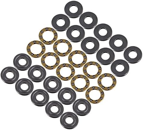 CNBTR Silver Steel Axial Thrust Ball Bearing Model F5-12M 3-Parts 5 x 12 x 4mm Pack of 10