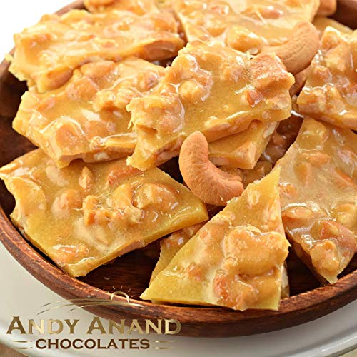 Andy Anand Old Fashioned Handmade Cashew Brittle made with Real Honey, Vegan Gift Boxed & Greeting Card Delicious-Crunchy-Divine, Birthday, Anniversary, Christmas Holiday Mothers Day (1lbs)
