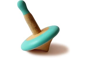 Shumee Organic Handmade Spinning Top 1 Pc/Set(Blue)|6 cm| 100% Child Safe| Gyroscopes Toy| Fidget Spinner| Educational Toys|Montessori,Kindergarten Toys| Gift Toys for Kids/Toddlers