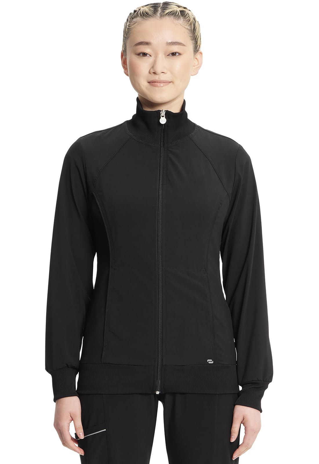 Photo 1 of Cherokee Infinity Zip Front Scrub Jackets for Women, 4-Way Stretch Fabric 2391A, 2XL, Black