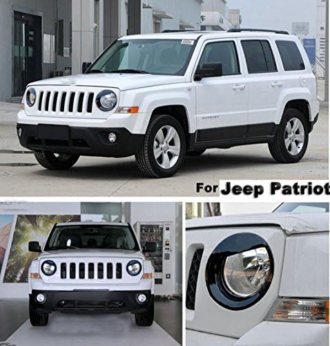 POMAR ABS Plastic Black Angry Bird Style Headlight Trim Cover for Jeep Patriot 2011-2016