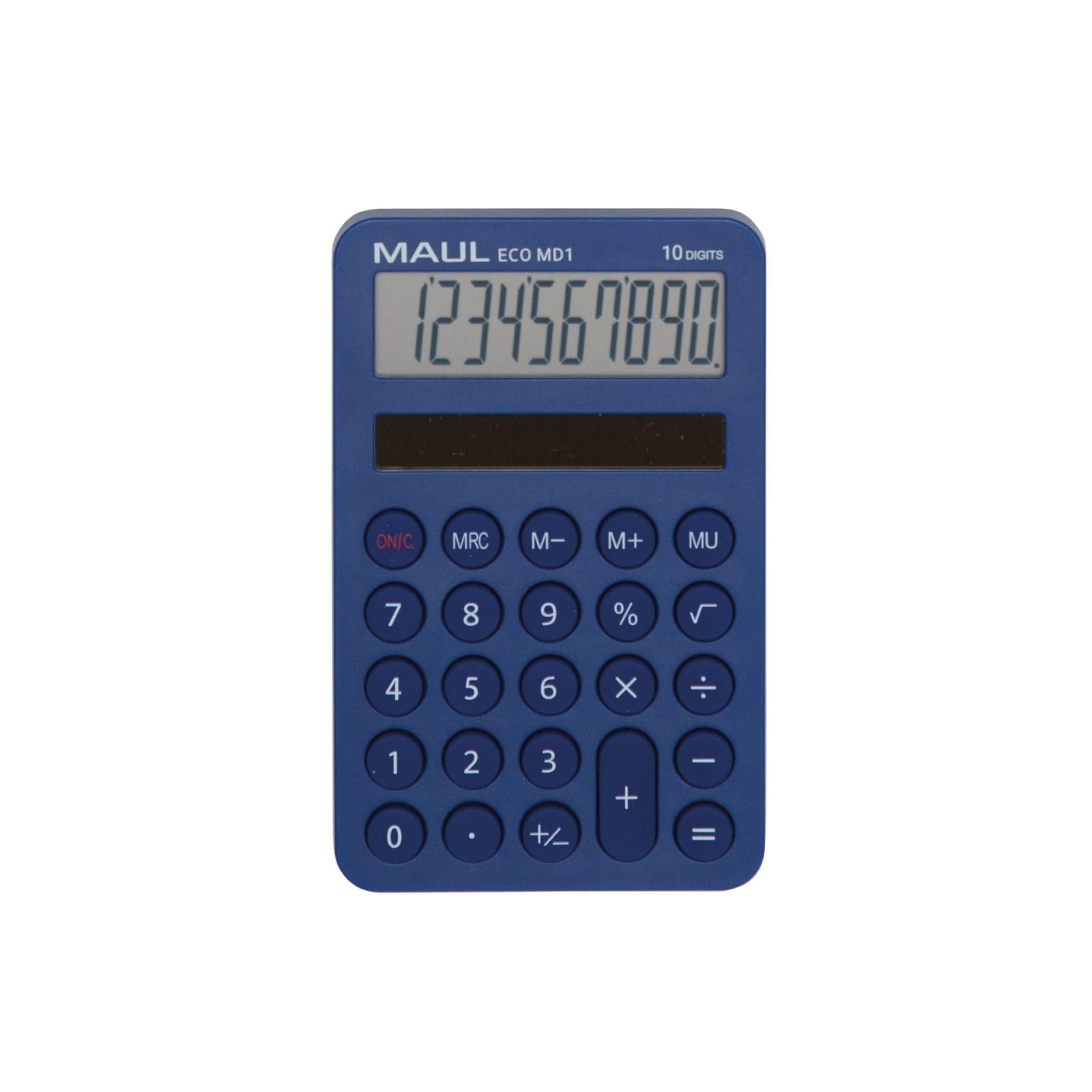 Maul Solar Taschenrechner Eco MD 1 10 Ziffern 5 Funktionen Taschenrechner aus 60% recyceltem Kunststoff Tischrechner für Büro Schule Blue Engel/uz116 Blau