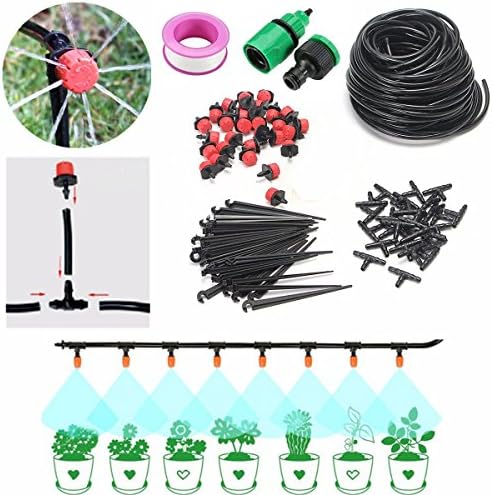 Razy Micro Flow Drip Watering Irrigation Kit with Hose, Automatic System for Flowers, Plants, Bonsai, Garden and Patio (82ft) Micro Irrigation Drip System for Garden Landscape Flower Bed Patio Plants